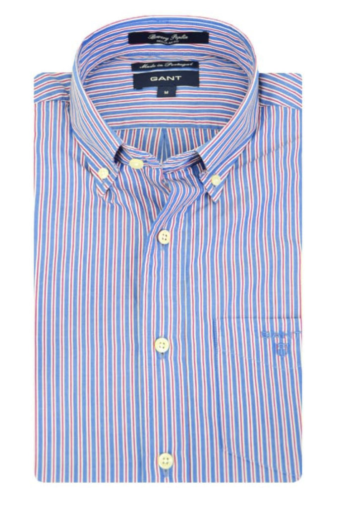 GANT Admiral Red Bowery Poplin Stripe Button Down Shirt 361780 Size M