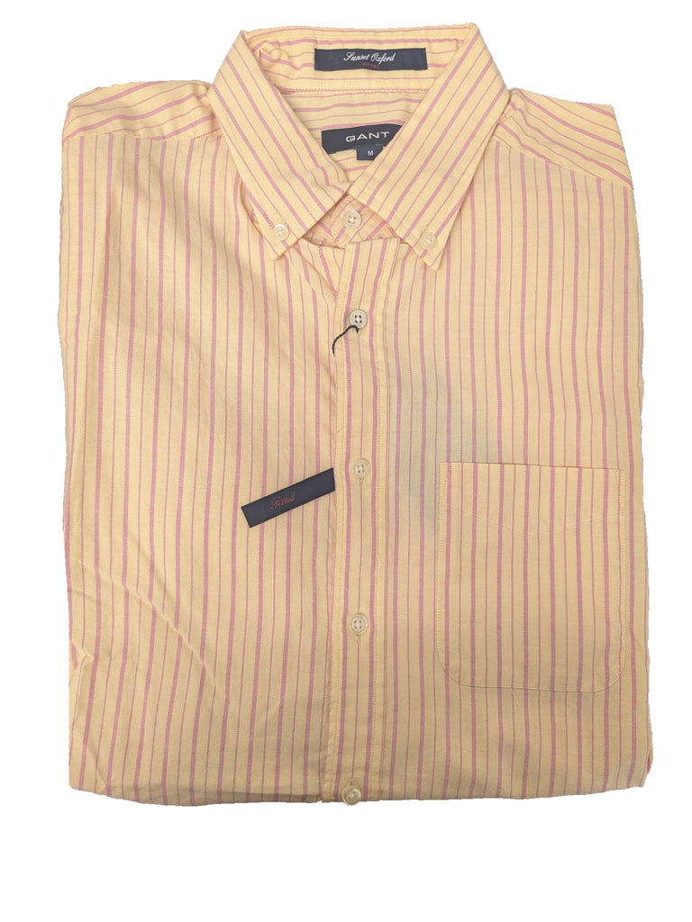 GANT Soft Yellow Fitted Sunset Oxford Button Down Shirt 387492 Size Medium