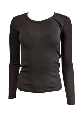 GANT Women's Dark Brown Silky U Neck Top 404514 Size X-Small NWT