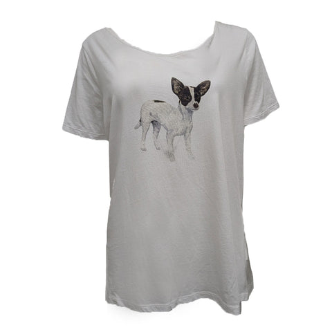 GANT Women's Eggshell Dog Printed Tee 407948 Size X-Large