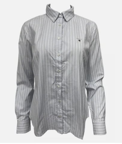 GANT Women's Dark Grey Stretch Oxford Twin Stripe Shirt 432187 Size EU 38/ US 8