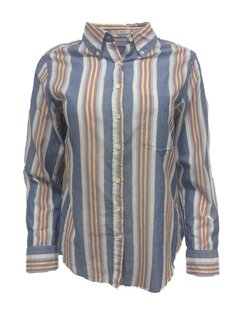 GANT RUGGER Women's Palace Blue Her Madras OBD Shirt 450889