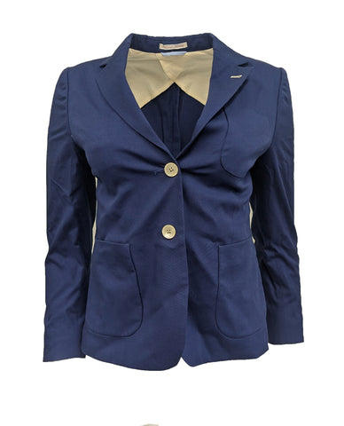 GANT RUGGER Women's Medival Blue Canvas Blazer 476643