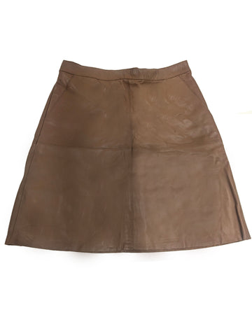 GANT Dark Cognac Lamb Leather Lined Skirt 478229 Size Small NWT