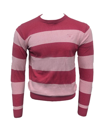 GANT Men's Cyklamen Cotton Barstripe Crew Sweater 800025 Size Medium