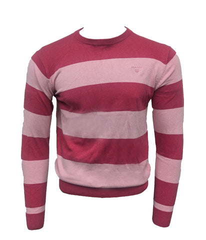 GANT Men's Cyklamen Cotton Barstripe Crew Sweater 800025 Size Medium