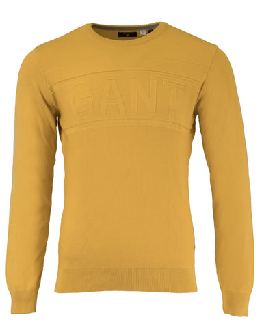 GANT Men's Golden Yellow Logo Texture Sweater 8030003 Size M $160 NWT