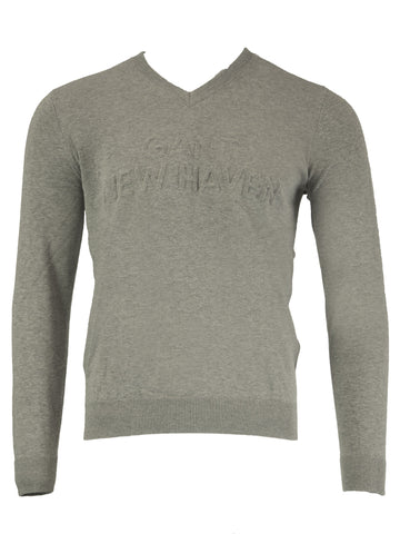GANT Men's Grey Melange O2 Gant Logo V-Neck Sweatshirt 81245 Size M $165 NWT
