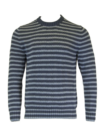 GANT Men's Denim Blue Melange O1 Denim Cable Crew Sweater 87019 $155 NWT