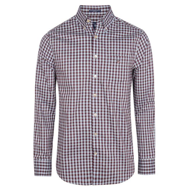 GANT Men's Burgundy Gingham Button Down Shirt 300060 Size Small