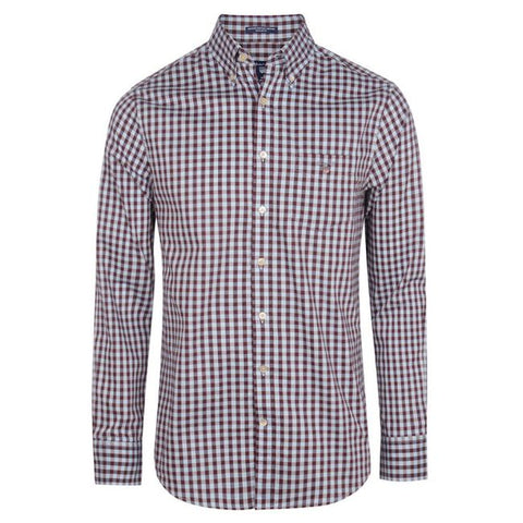 GANT Men's Burgundy Gingham Button Down Shirt 300060 Size Small