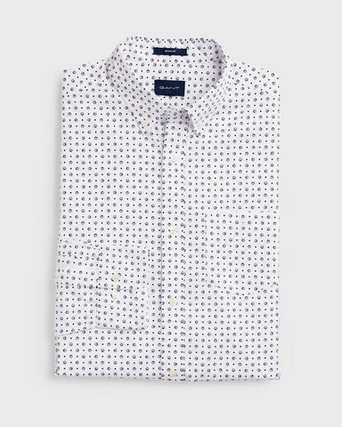 GANT White Regular Fit Micro Sport Print Button Down Shirt Size M NWT