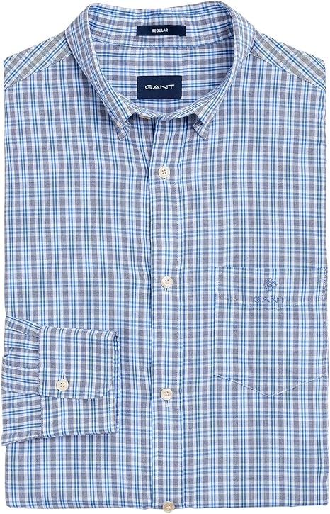 GANT Blue Lagoon Windblown Oxford Check Button Down Shirt 3016430 Size M