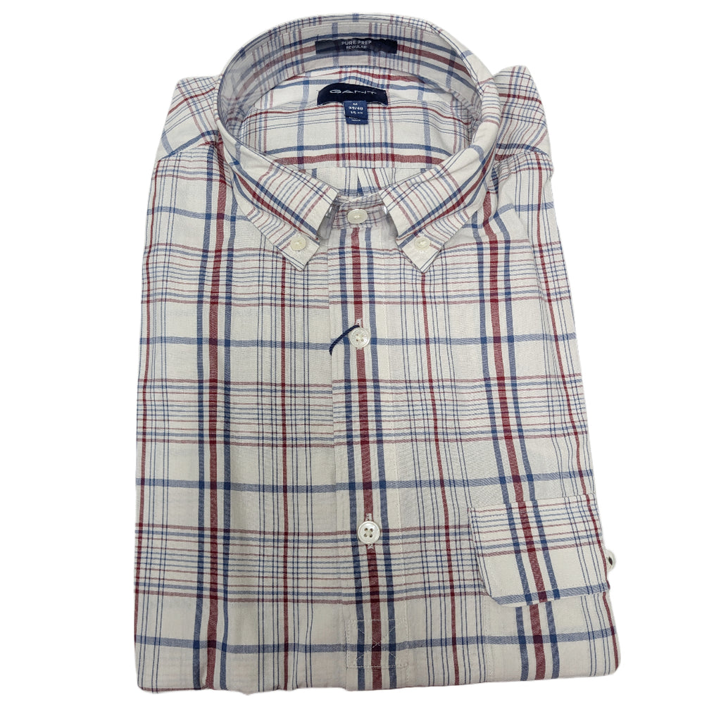 GANT Putty Pure Prep Plaid Broadcloth Button Down Shirt 3019130 Size M NWT