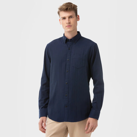 GANT Navy Tech Prep Herringbone Button Down Shirt 3020030 Size M NWT