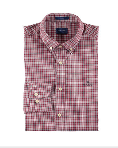 GANT Mahogny Red Windblown Oxford Check Button Down Shirt 3021130 Size M