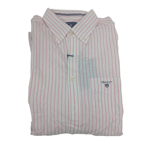 GANT Bright Pink Oxford Pinstripe Fitted Button Down Shirt 304042 Size M NWT