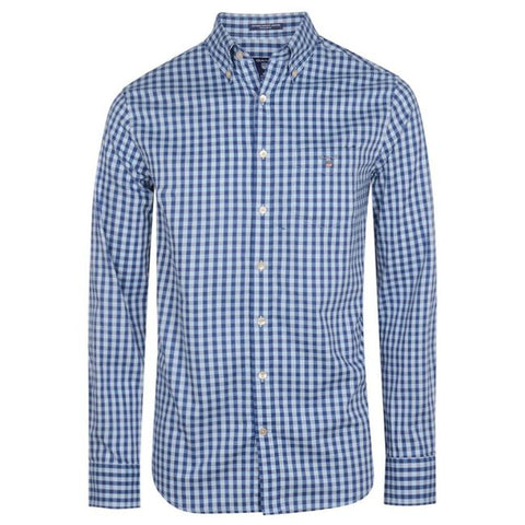 GANT Nautical Blue Heather Oxford Gingham Fitted Button Down 304112 Size M