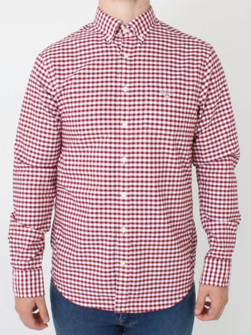 GANT Winter Wine Oxford Gingham Button Down Shirt 3046200 Size M NWT