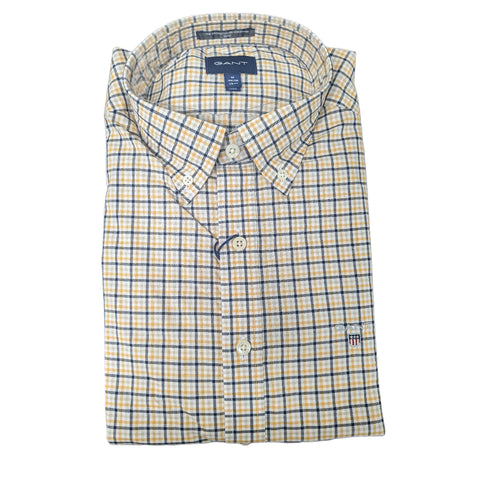 GANT Honey Gold Broadcloth 3 Color Gingham Slim Fit Shirt 3056602 Size M NWT