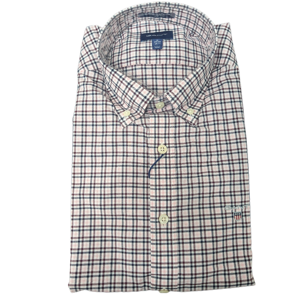 GANT Preppy Pink Broadcloth 3 Color Gingham Slim Fit Shirt 3056602 Size M NWT