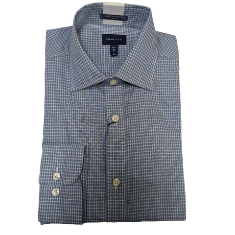 GANT Mid Blue American Cotton Check Slim Spread 3057606 Size M NWT