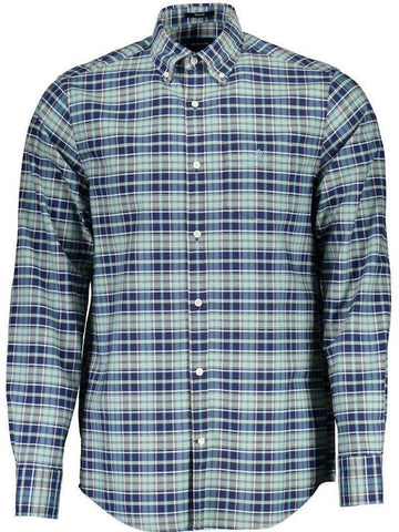 GANT Persian Blue Heather Oxofrd Check Button Down Shirt 3058200 Size M