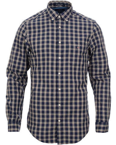 GANT Pearl White Front Desk Twill Check Button Down Shirt 308470 Size Medium