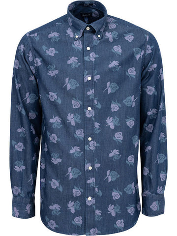 GANT Dark Indigo Rose Chambray Button Down Shirt 3007320 Size M NWT