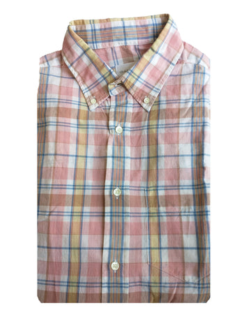 GANT RUGGER Sunset Orange Madras Veggie Check Button Down Shirt 341159