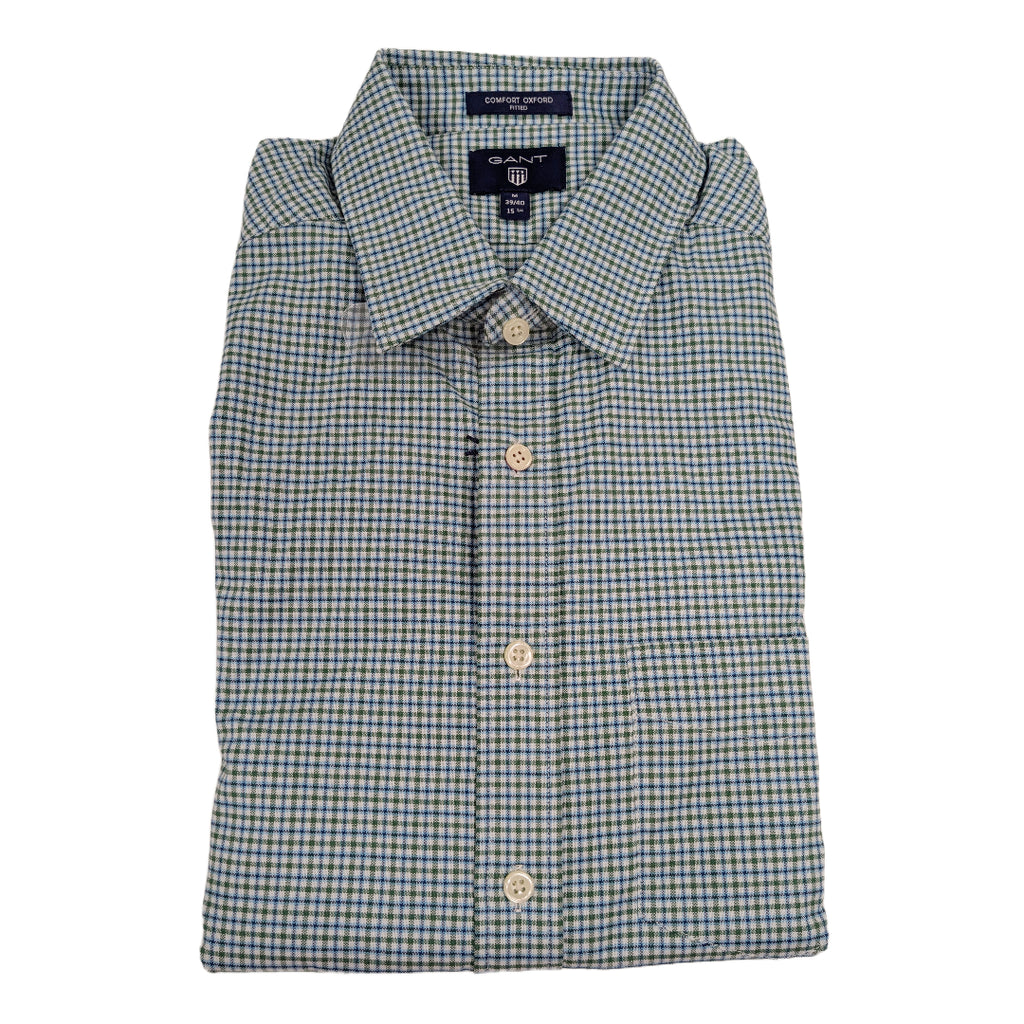 GANT Kelly Green Comfort Oxford Check Fitted Shirt 365522 Size M NWT
