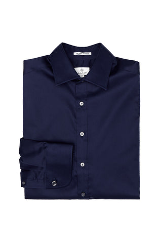 GANT DIAMOND G Persian Blue Plain Sateen Fitted Shirt 384205 Size 39 (M)