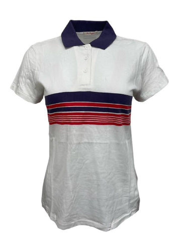 GANT RUGGER Women's Cream Chest Stripe Short Sleeve Polo 409480