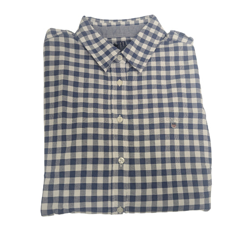 GANT Women's Deep Blue Stretch Gingham Oxford Shirt 432191 Size 4