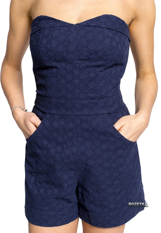 GANT Evening Blue Broderie Anglais Playsuit Romper Size 12 NWT