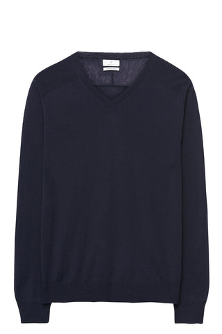 GANT Men's Classic Blue Extra Fine Merino Vee 89978 Size M $155 NWT