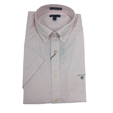 GANT Men's Light Pink Oxford Banker Short Sleeve Button Down Shirt Size M NWT