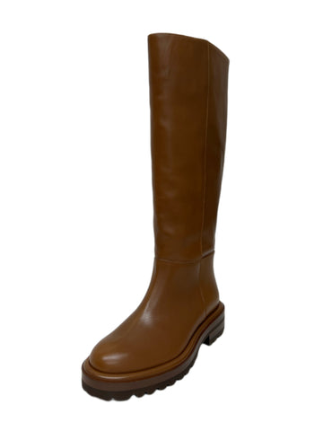 Max Mara Women's Tobacco Giacomo Leather Knee Length Boots NWT