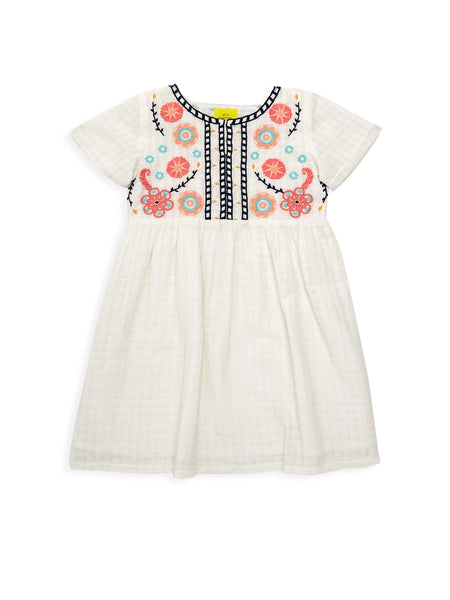 ROBERTA ROLLER RABBIT Girls White/Coral Sylvie Dress $75 NEW
