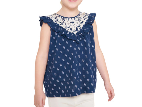 Roberta Roller Rabbit Girls Virgil Kanna Top 4 Years Navy Blue