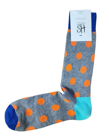 HAPPY SOCKS Men's Orange Mercerized Pima Cotton Dressed Dance Socks Size 8-12