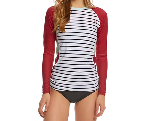 LEVEL SIX Women's White Venus Swim Long Sleeve Rashguard Top #RW Large NWT