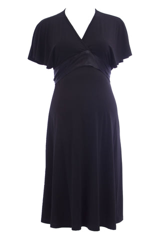 OLIAN Maternity Women's Black Flutter Short Sleeve Nursing Dress $148 NWT
