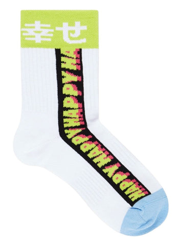 HAPPY SOCKS Men's White Arch Support Athletic 3/4 Crew Sock Size 8-12 NWT