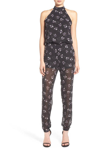 REBECCA MINKOFF Women's Black Multi High Neck Hayley Jumpsuit $328 NWT