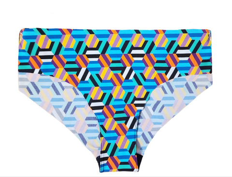 HAPPY SOCKS Women's Multicoloured Hexagon Seamless Cheeky Panties Size Small NWT