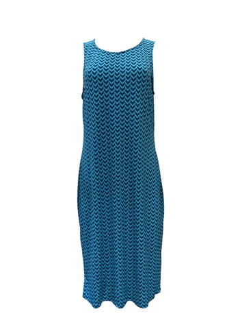 Leota Women's Blue Hilary Mykonos Streight Stretchy Midi Dress #2636 NWT