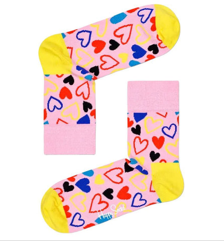 HAPPY SOCKS Men's Pink I Heart You Combed Cotton Crew Socks Size 8-12 NWT