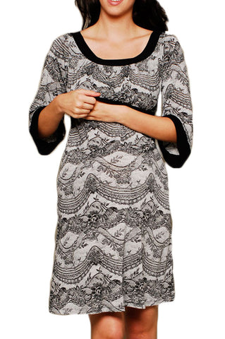 OLIAN Maternity Women's Angelina Floral Print Nursing Dress X-Small Black