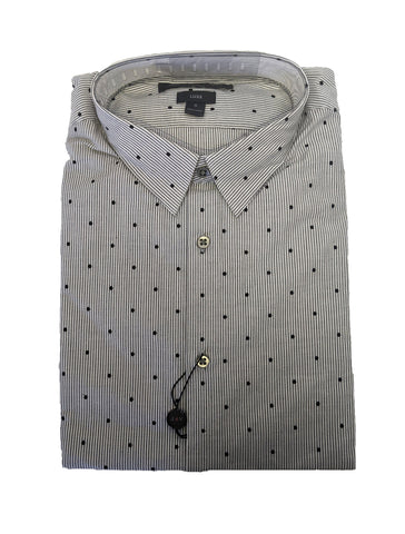 John Varvatos Star USA Men's White Stripe Dot Button Down Shirt $178 NWT